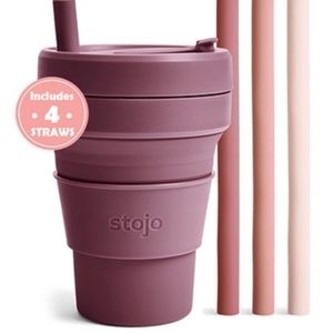 New Stojo 12oz Cup with 4 Straws